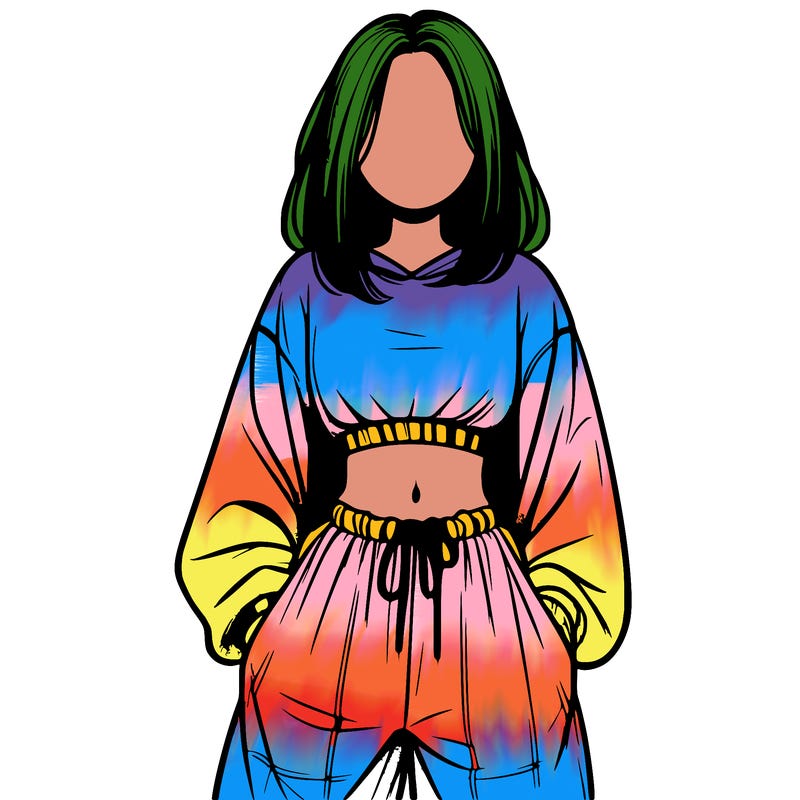 realistic girl faceless with baggy pants and a crop top
