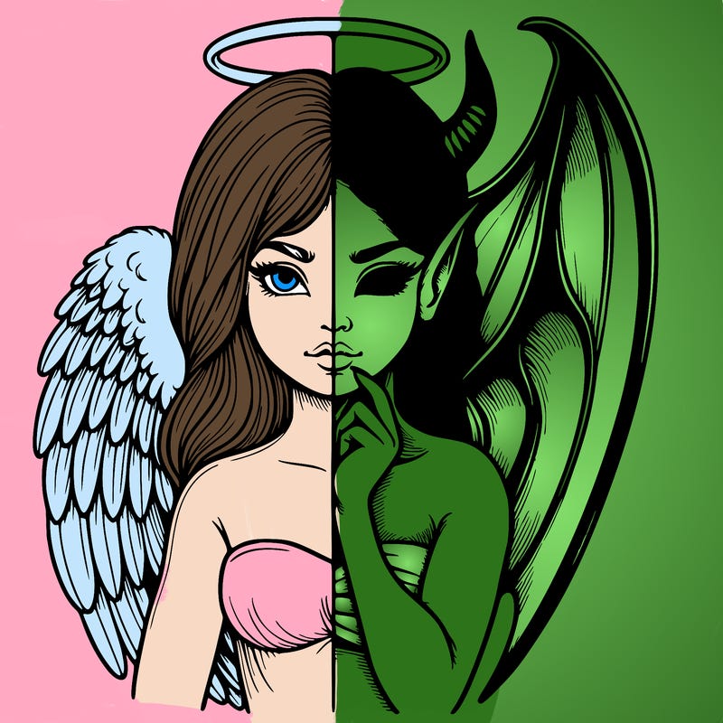 realistic angel half demon