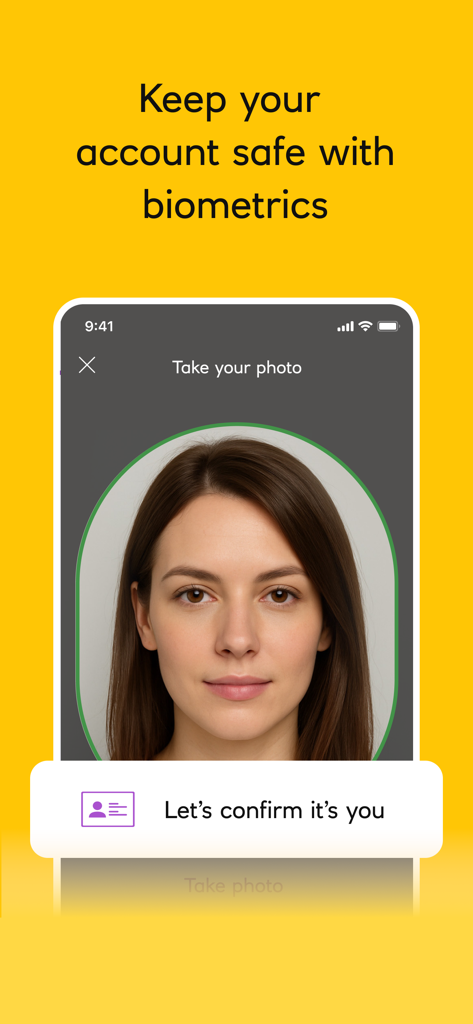 Isle of Man Bank - A screenshot of the Isle of Man Bank app interface showing a face biometrics verification screen for account security.
