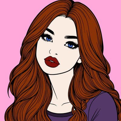 realistic girl with hair on her hair and lips