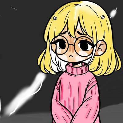 sad girl with glasses in a sweater