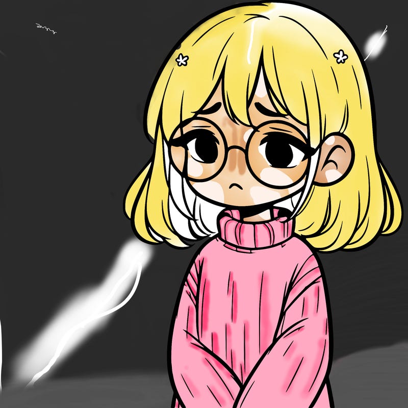 sad girl with glasses in a sweater