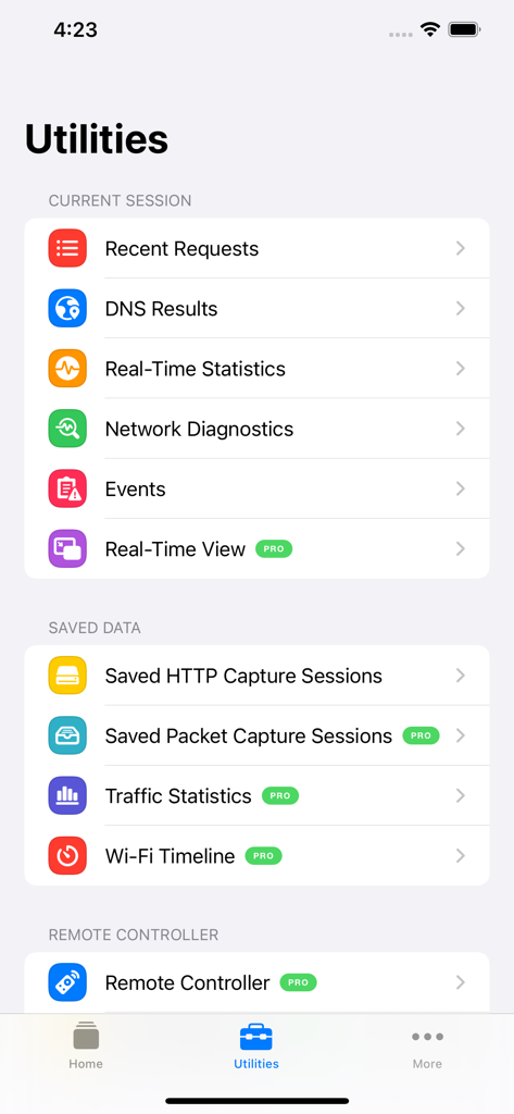 Surge 5 - Surge 5 유틸리티 메뉴로 실시간 통계 및 네트워크 진단 도구를 특징으로 합니다.