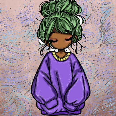 girl with baggy sweatshirt and messy bun