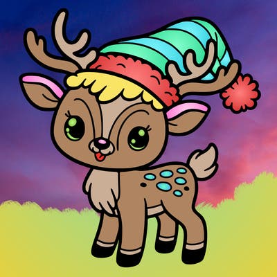 christmas reindeer with santa hat