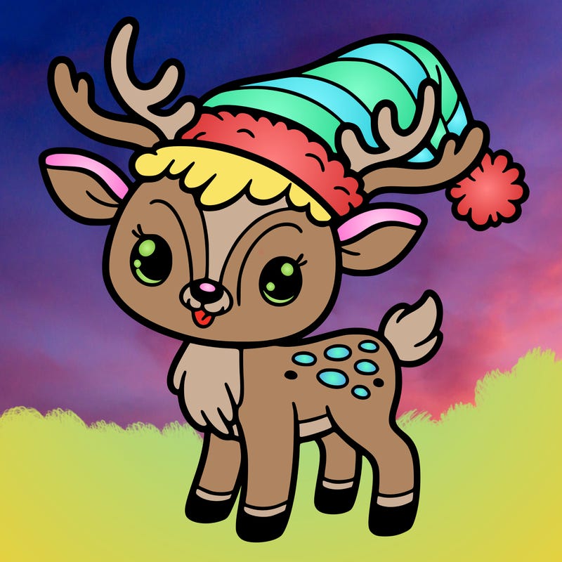 christmas reindeer with santa hat