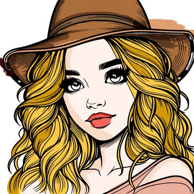 realistic girl with hat