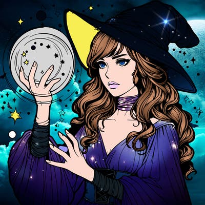 realistic women sorcerer using magic