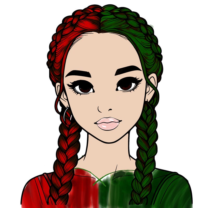 realistic girl with braids