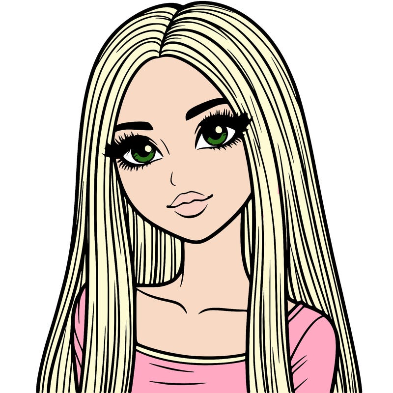 realistic girl with straight and long hair