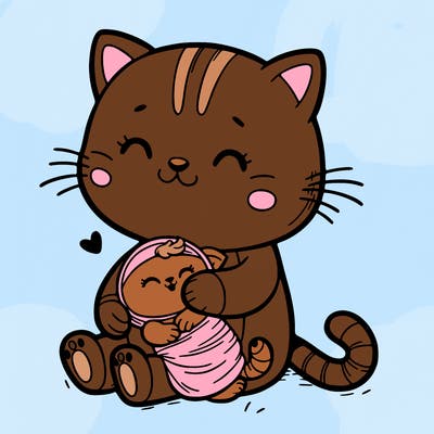 cute cat cuddling a baby