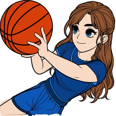 realistic girl playing basketball