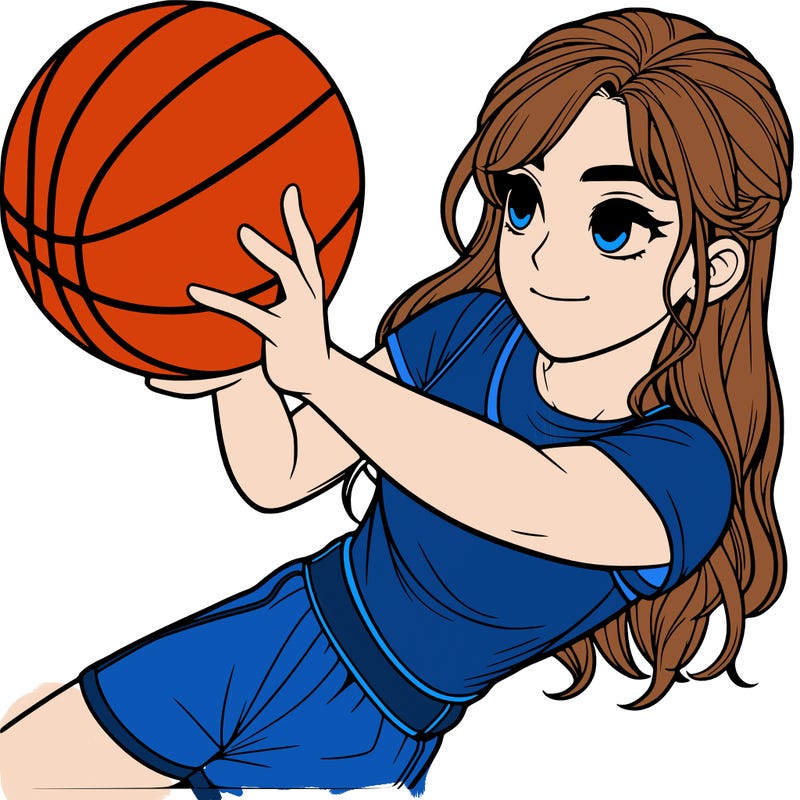 realistic girl playing basketball