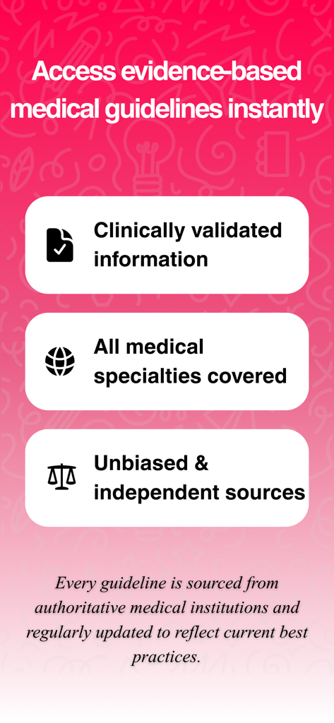 ProofMD - ProofMD app screen highlighting clinically validated information across all medical specialties from unbiased sources