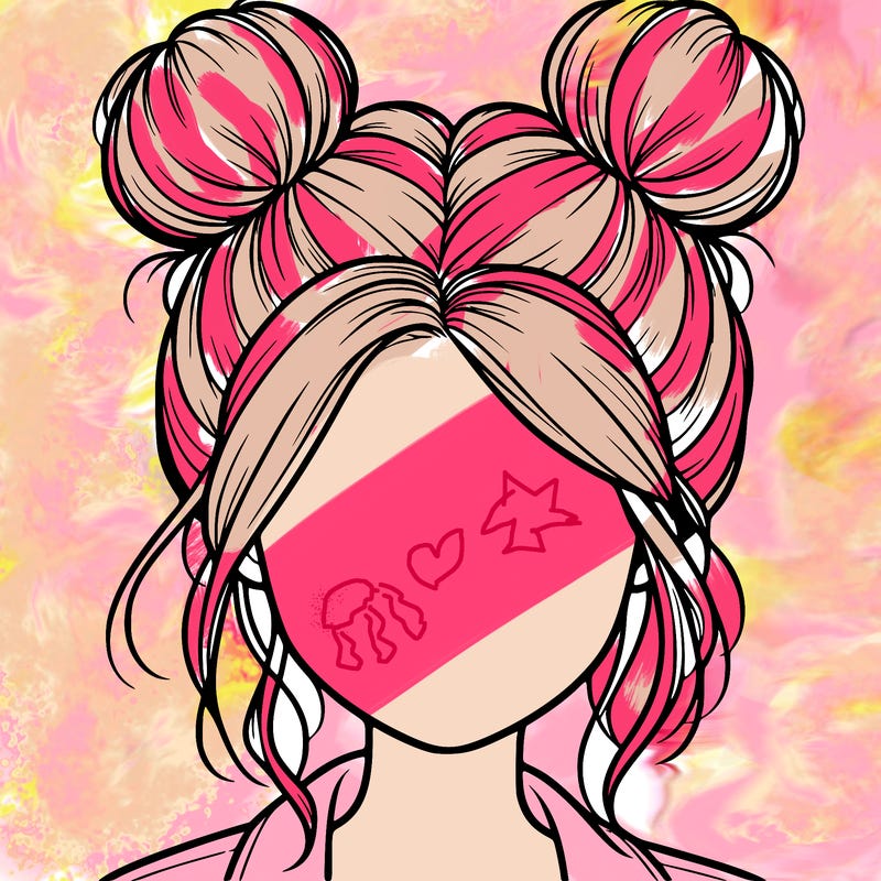 realistic girl with buns on the top of her hair