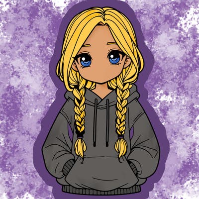 a realistic girl with a oversized hoodie and she has braids