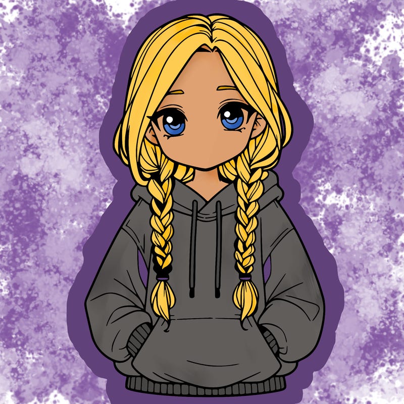 a realistic girl with a oversized hoodie and she has braids