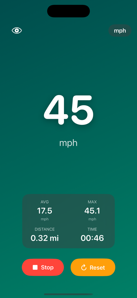 Flash Speedometer- No Ads - Flash Speedometer app screen showing current speed of 45 mph and trip data