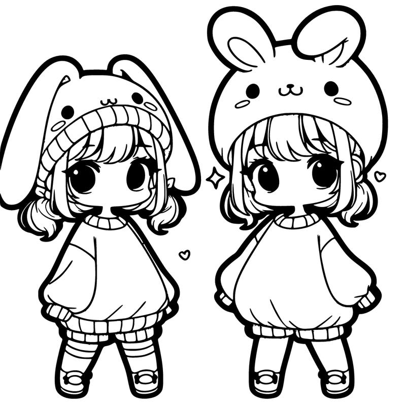 cute girls with a oversized bunny sweatshirt and bunny hat