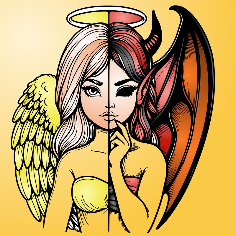 realistic angel half demon