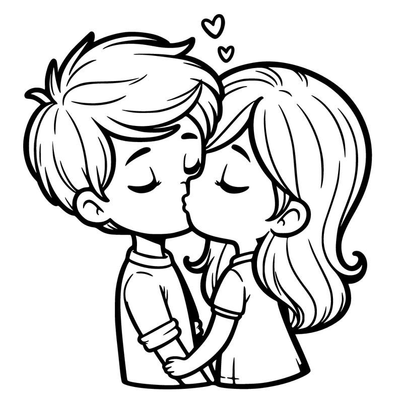boy with short hair kissing a girl with longer hair