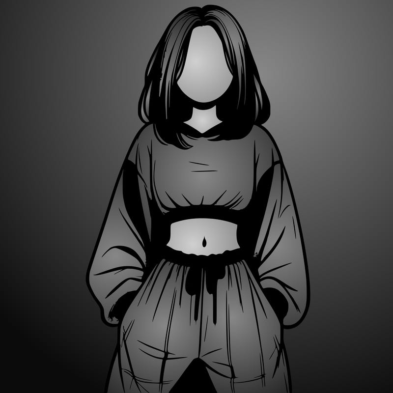 realistic girl faceless with baggy pants and a crop top