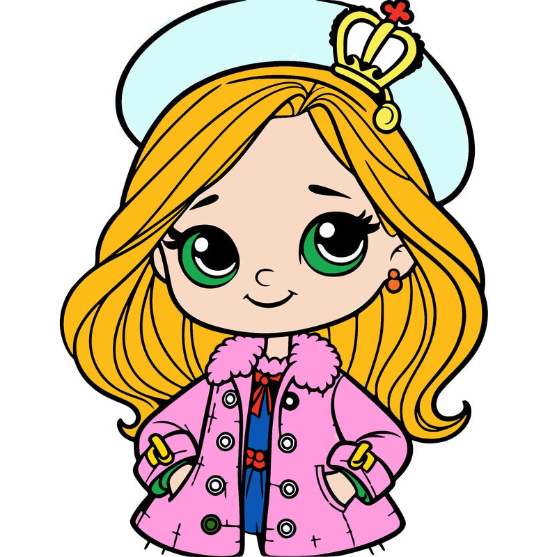 a princess with a jacket and a hat