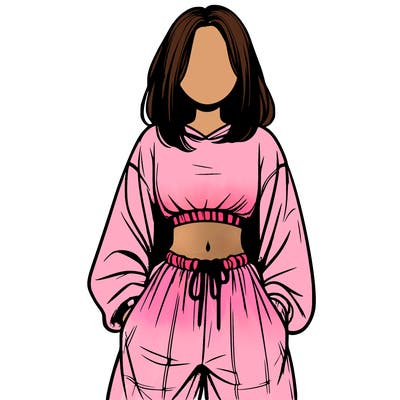 realistic girl faceless with baggy pants and a crop top