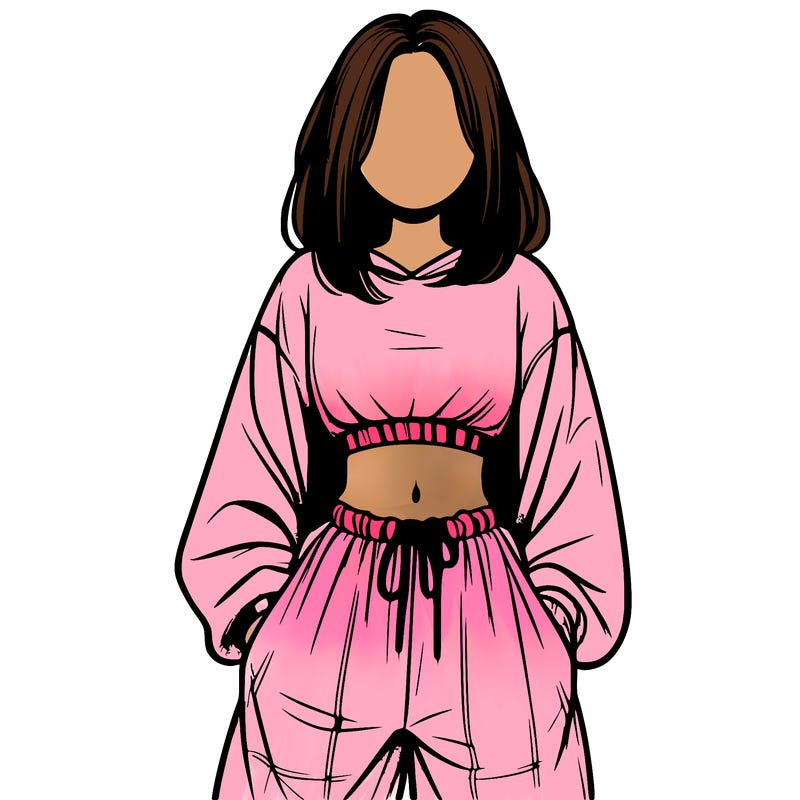 realistic girl faceless with baggy pants and a crop top