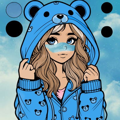 realistic girl in a animal pjs hoodie