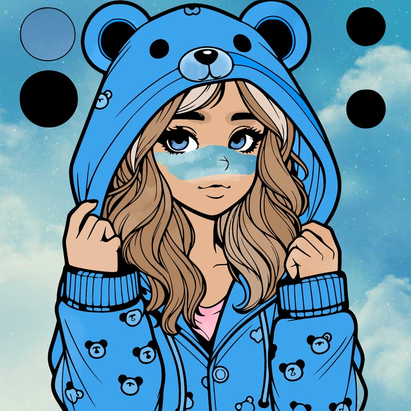 realistic girl in a animal pjs hoodie
