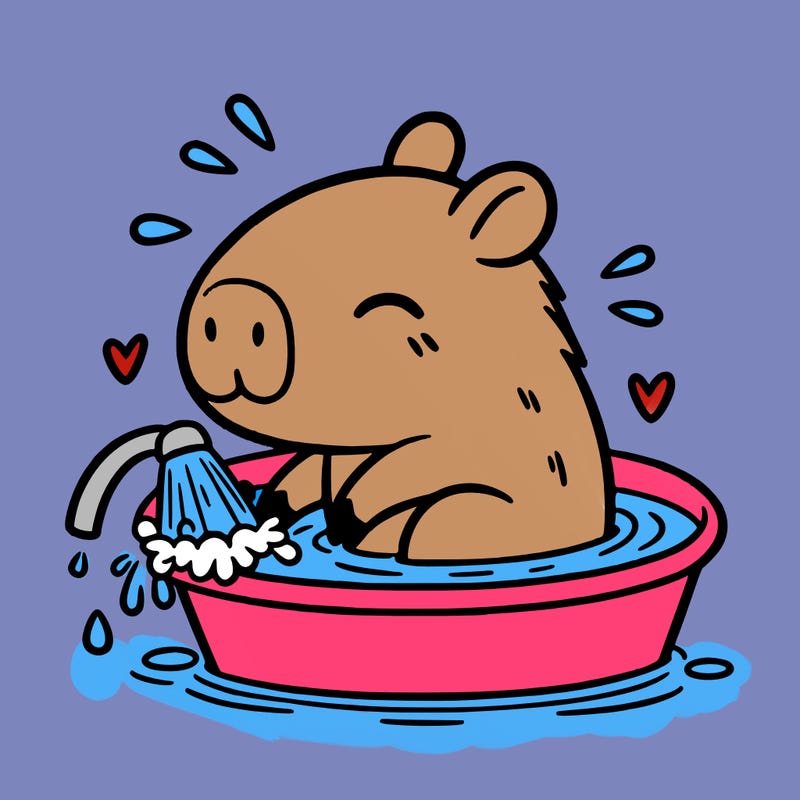 capybara taking a bath