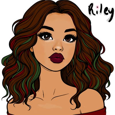 realistic girl with wavy hair and lips