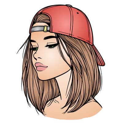 realistic  girl with a backwards hat