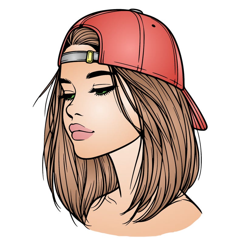 realistic  girl with a backwards hat