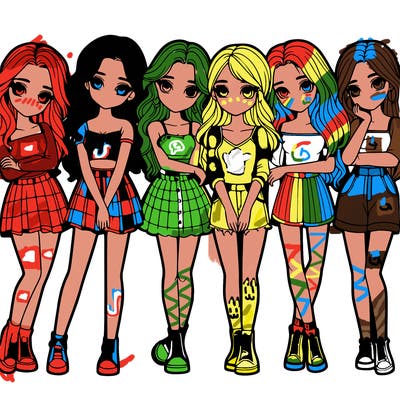 a group of girls realistic