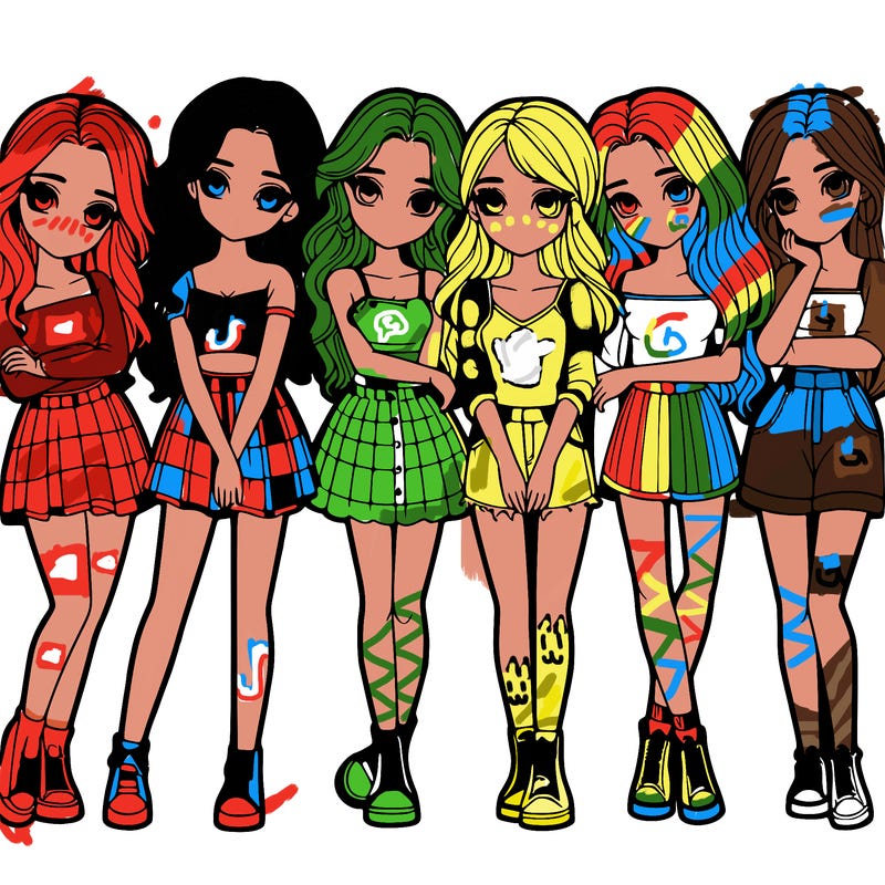 a group of girls realistic