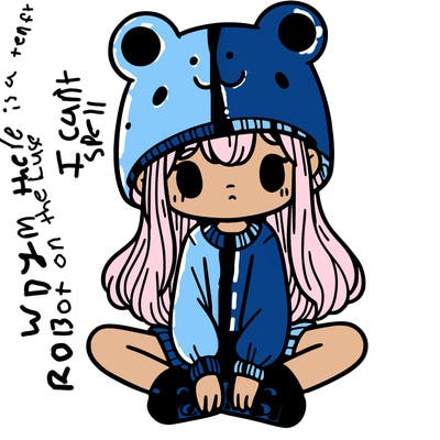 a girl wearing a frog hat and some frog socks