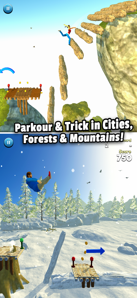 Flip Runner - Flip Runner parkour stunts in mountain and snowy forest levels