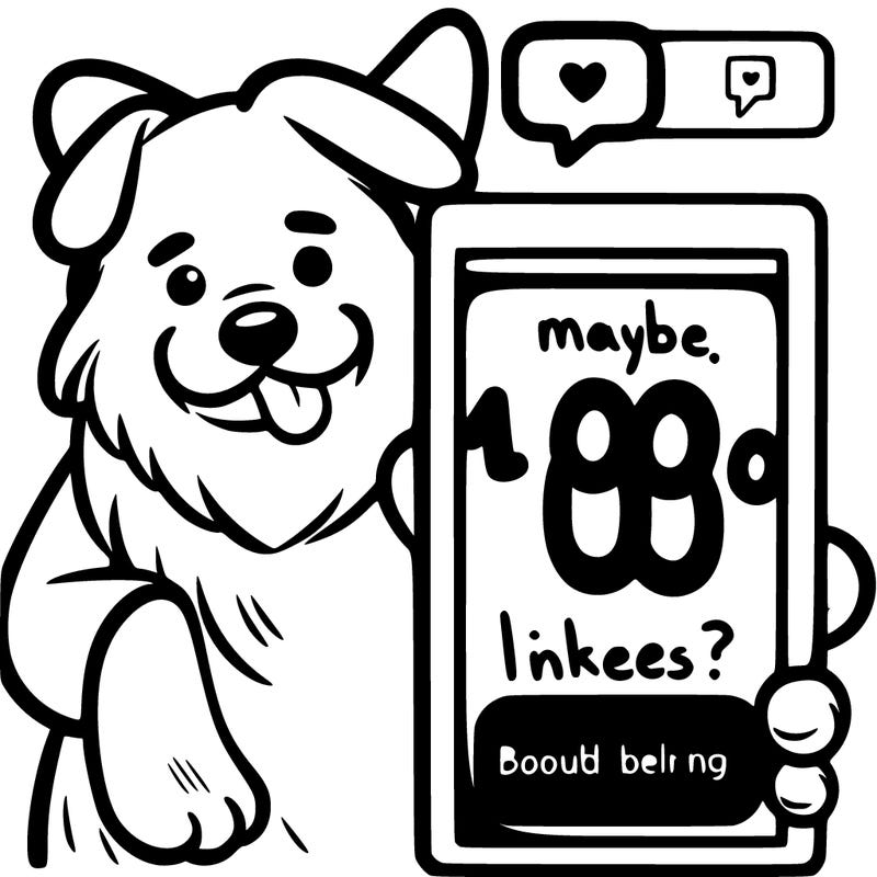 dog that says 100 likes maybe