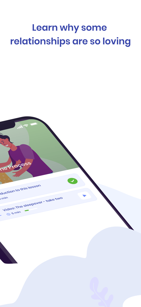The Happy Child-Parenting App - Smartphone screen showing a relationship lesson in The Happy Child parenting app
