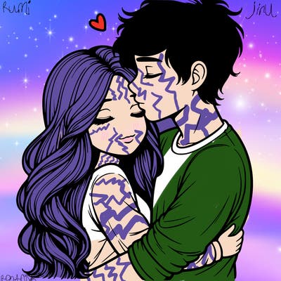 a realistic couple boy and girl hugging and kissing