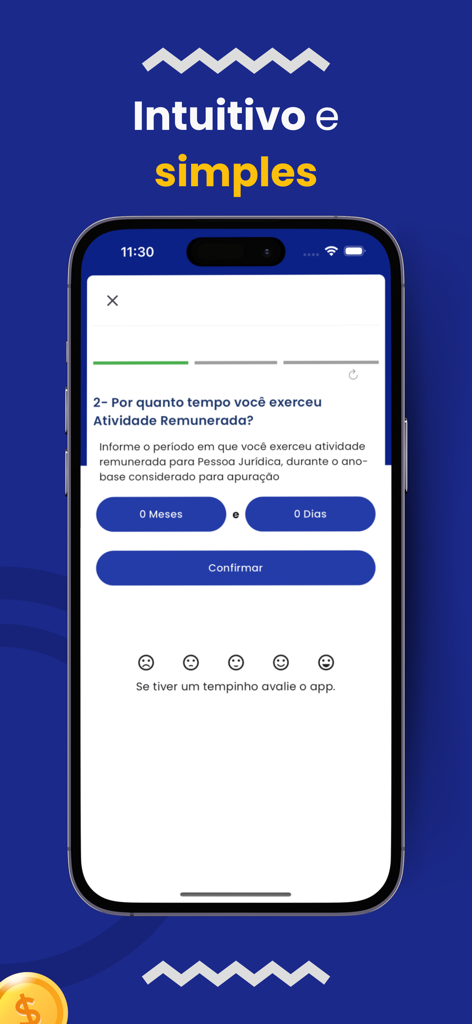 ePIS app interface showing a work duration calculator for PIS benefits