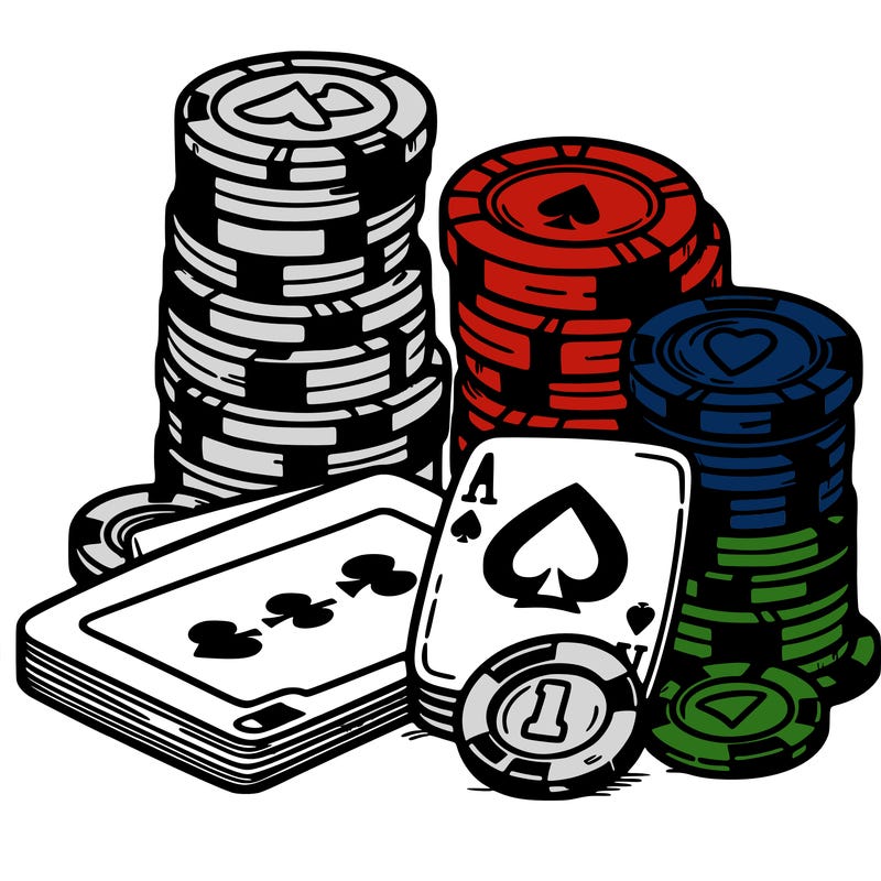 deck of cards and tower of poker tokens