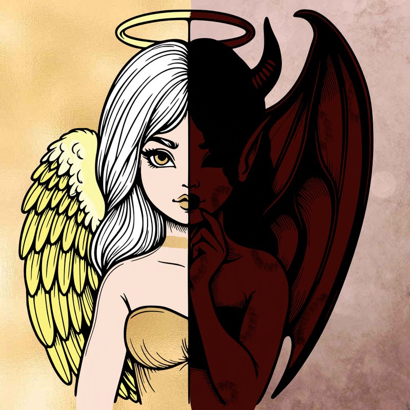 realistic angel half demon