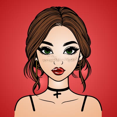 realistic girl with makeup on