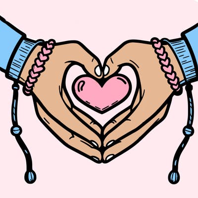 heart hands with friendship bracelets