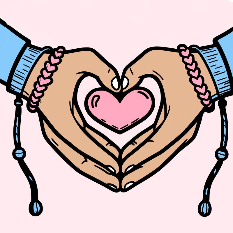 heart hands with friendship bracelets