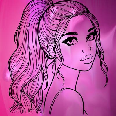 realistic pretty girl with high pony tail