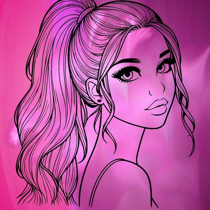 realistic pretty girl with high pony tail